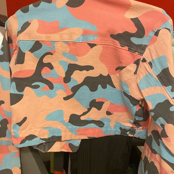 Pink camouflage denim moto jacket - Picture 5 of 5